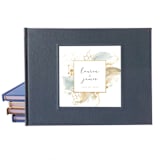 "Custom Wedding Guest Book · Modern Golden Elegance · Dark Gray Linen" - Guest Books in gray by Transient Books