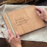 "Traditional Wedding Guest Book | Cherry Wood | 8.5 x 11" - Guest Books in beige by Katrina Mejia
