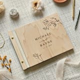 "Boho Floral Wedding Guest Book | Maple Wood | 8.5 x 11" - Guest Books in beige by Katrina Mejia