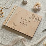"Boho Floral Wedding Guest Book | Maple Wood | 8.5 x 11" - Guest Books in beige by Katrina Mejia