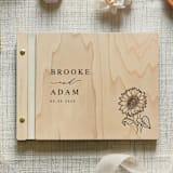 "Sunflower Wedding Guest Book | Maple Wood | 8.5 x 11" - Guest Books in natural by Katrina Mejia