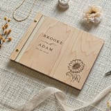 "Sunflower Wedding Guest Book | Maple Wood | 8.5 x 11" - Guest Books in natural by Katrina Mejia
