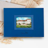 "Personalized Navy Blue Wedding Guest Book With Custom Venue Illustration | Photo Frame Guest Book" - Guest Books in blue by Self Stationery