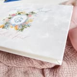 "Personalized White Velvet Wedding Guest Book With Monogram, Custom Wedding Photo Book, Keepsake Book" - Guest Books in white by Self Stationery