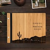"Western Desert Cactus Wedding Guest Book | Amber Bamboo | 8.5 x 11" - Guest Books in black by Katrina Mejia