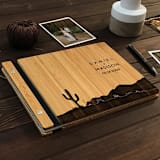 "Western Desert Cactus Wedding Guest Book | Amber Bamboo | 8.5 x 11" - Guest Books in black by Katrina Mejia