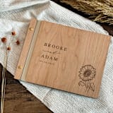 "Nature-Inspired Wildflower Wedding Guest Book | Cherry Wood | 8.5 x 11" - Guest Books in brown by Katrina Mejia