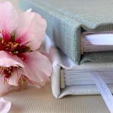 "Custom Wedding Guest Book · Botanical Palm · Natural Cream Linen" - Guest Books in natural by Transient Books