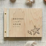 "Beachside Wedding Guest Book | Maple Wood | 8.5 x 11" - Guest Books in beige by Katrina Mejia