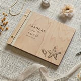 "Beachside Wedding Guest Book | Maple Wood | 8.5 x 11" - Guest Books in beige by Katrina Mejia