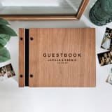 "Minimalist Wedding Guest Book | Cherry Wood | 8.5 x 11" - Guest Books in black by Katrina Mejia