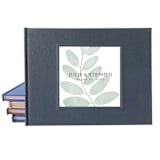 "Custom Wedding Guest Book · Botanical Leaf · Classic Dark Gray Linen" - Guest Books in gray by Transient Books