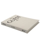 "Linen Wedding Guest Book with black text" - Marketplace Guest Books in beige by The Ceremony Club