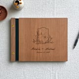 "Laurel Crest Wedding Guest Book | Cherry Wood | 8.5 x 11" - Guest Books in brown by Katrina Mejia