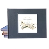 "Custom Wedding Guest Book · Golden Watercolor Splash · Dark Gray Linen" - Guest Books in gray by Transient Books