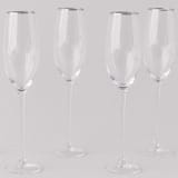 "SET OF 4 - SIREN STEMWARE // CHAMPAGNE FLUTE IN CLEAR+PLATINUM" - Drinkware in clear by borrowed BLU