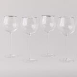"SET OF 4 - SIREN STEMWARE // RED WINE IN CLEAR+PLATINUM" - Drinkware in clear by borrowed BLU