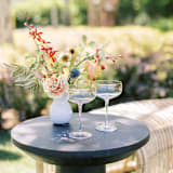 "SET OF 4 - SIREN STEMWARE // CHAMPAGNE COUPE IN CLEAR + GOLD" - Drinkware in clear by borrowed BLU