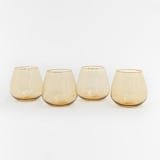 "SET OF 4 - SIREN STEMWARE // SHORT STEMLESS IN ORO" - Drinkware in yellow by borrowed BLU
