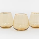 "SET OF 4 - SIREN STEMWARE // SHORT STEMLESS IN ORO" - Drinkware in yellow by borrowed BLU