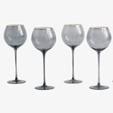 "SET OF 4 - SIREN STEMWARE // WHITE WINE IN CHARCOAL" - Drinkware in black by borrowed BLU