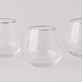 "SET OF 4 - SIREN STEMWARE // SHORT STEMLESS IN CLEAR+PLATINUM" - Drinkware in clear by borrowed BLU