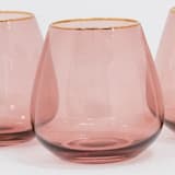 "SET OF 4 - SIREN STEMWARE // SHORT STEMLESS IN PINOT" - Drinkware in red by borrowed BLU