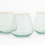 "SET OF 4 - SIREN STEMWARE // SHORT STEMLESS IN SAGE" - Drinkware in green by borrowed BLU