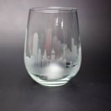 "Boston Massachusetts Skyline Stemless Wine Glass" - Drinkware in clear by stephanie miller 1