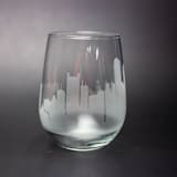 "Boston Massachusetts Skyline Stemless Wine Glass" - Drinkware in clear by stephanie miller 1
