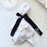 "Handmade Personalized Ribbon Place Card - Customizable Style- Set of 10 Black/White" - Ribbons in black by Inkspiringletters