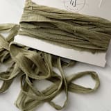 "Fair Trade Recycled Silk Ribbon - Olive" - Ribbons in green by Honey Silks Co