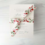 "1" Cotton Ribbon - Red Floral" - Ribbons in red by Honey Silks Co