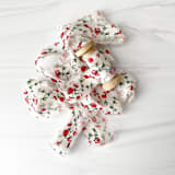 "1" Cotton Ribbon - Red Floral" - Ribbons in red by Honey Silks Co