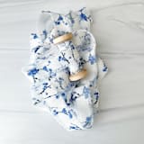 "1" Cotton Ribbon - Blue Blossom" - Ribbons in blue by Honey Silks Co