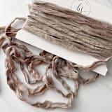 "Fair Trade Recycled Silk Ribbon - Variegated Clay" - Ribbons in natural by Honey Silks Co