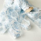 "1" Cotton Ribbon - Floral Blue" - Ribbons in blue by Honey Silks Co