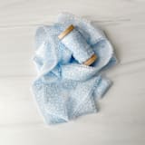 "Cotton Ribbon - Pale Blue Blooms 1" x 5 yards" - Ribbons in blue by Honey Silks Co
