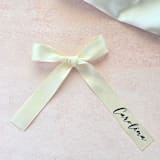 "Handmade Personalized Ribbon Place Card- Customizable Style- Set of 10 Ivory/Black" - Ribbons in natural by Inkspiringletters