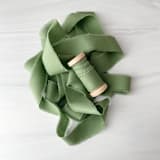 "1" x 5 yards Cotton Ribbon - Fern" - Ribbons in green by Honey Silks Co