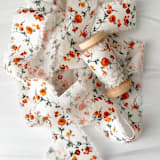 "1" Cotton Ribbon - Sunset Floral" - Ribbons in orange by Honey Silks Co