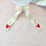 "Handmade Personalized Ribbon Place Card- Customizable Style- Set of 10 Ivory/Red Hearts" - Ribbons in natural by Inkspiringletters