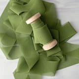 "1" x 5 yards Signature Sheer Ribbon- Deep Chartreuse" - Ribbons in green by Honey Silks Co