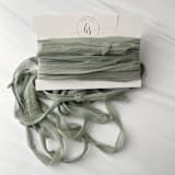"Fair Trade Recycled Silk Ribbon - Vintage Sage" - Ribbons in green by Honey Silks Co