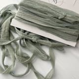 "Fair Trade Recycled Silk Ribbon - Vintage Sage" - Ribbons in green by Honey Silks Co