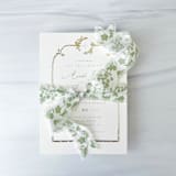 "1" Cotton Ribbon - Sage Floral" - Ribbons in green by Honey Silks Co