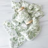 "1" Cotton Ribbon - Sage Floral" - Ribbons in green by Honey Silks Co