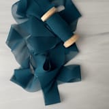 "Signature Sheer Invitation Ribbon - Deep Teal" - Ribbons in blue by Honey Silks Co