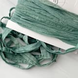 "Fair Trade Recycled Silk Ribbon - Deep Seaglass" - Ribbons in green by Honey Silks Co