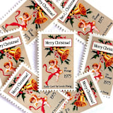 ""Christmas Card" Postage Stamps | Contemporary Christmas Series | Unused USPS Postage 10c | Pack of 20" - Postage Stamps in red by Heritage Post House